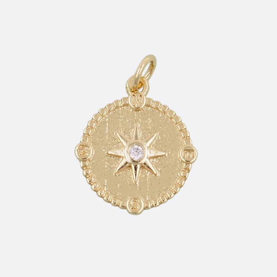 Gold Star Compass Coin Charm