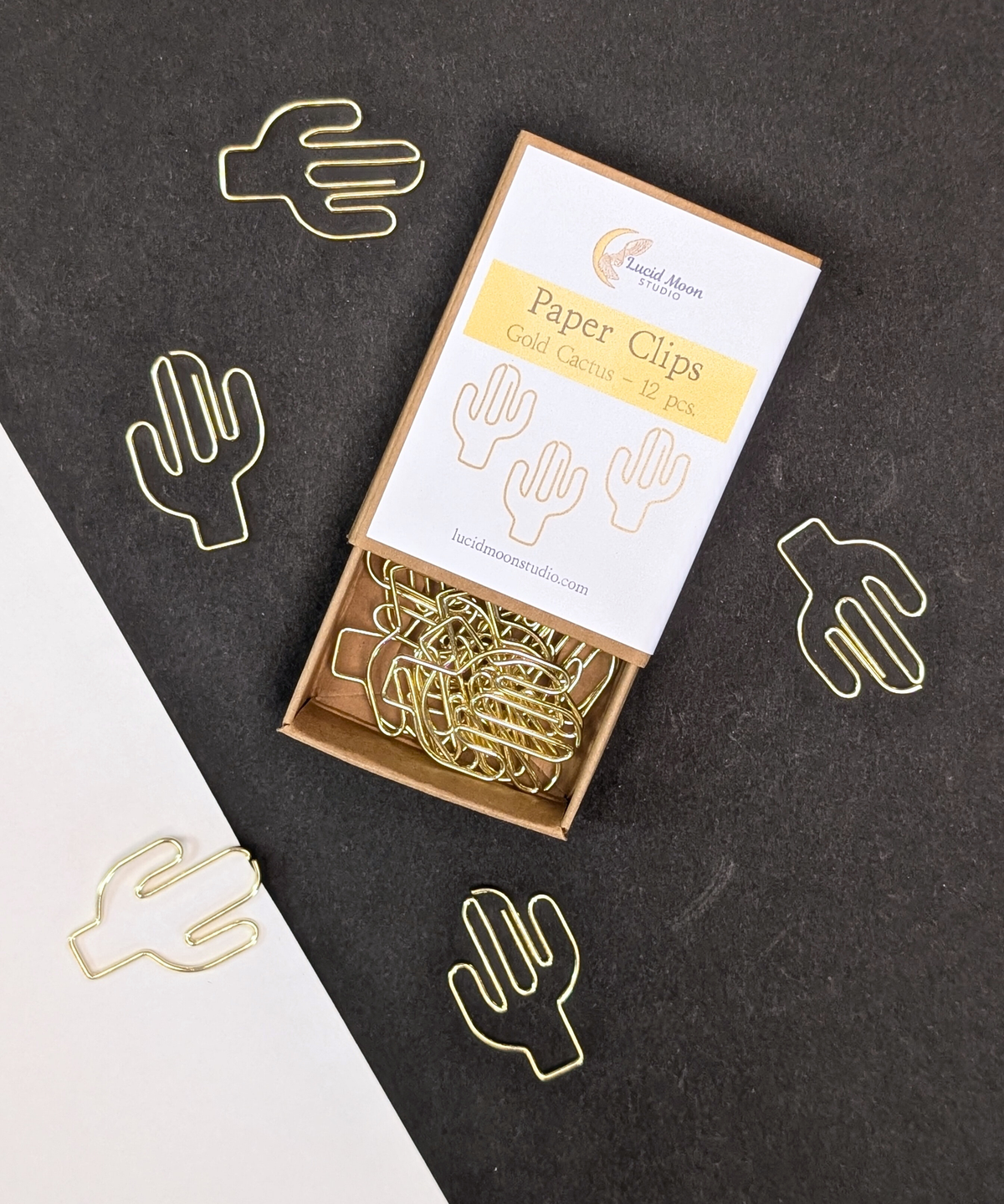Gold Cactus Boxed Paper Clips | Set of 12