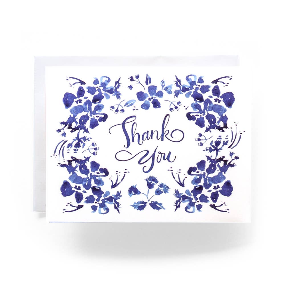 Blue Wildflower Thank You Greeting Card