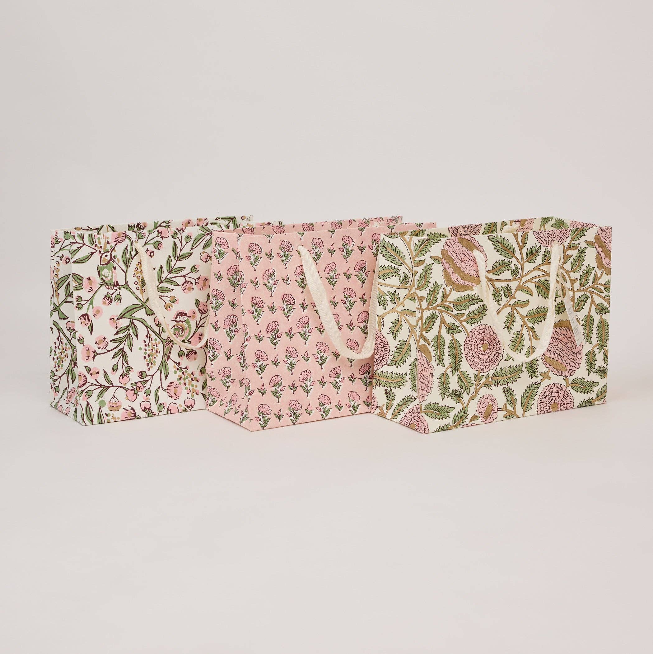Block Printed Gift Bags (Medium) - Blush