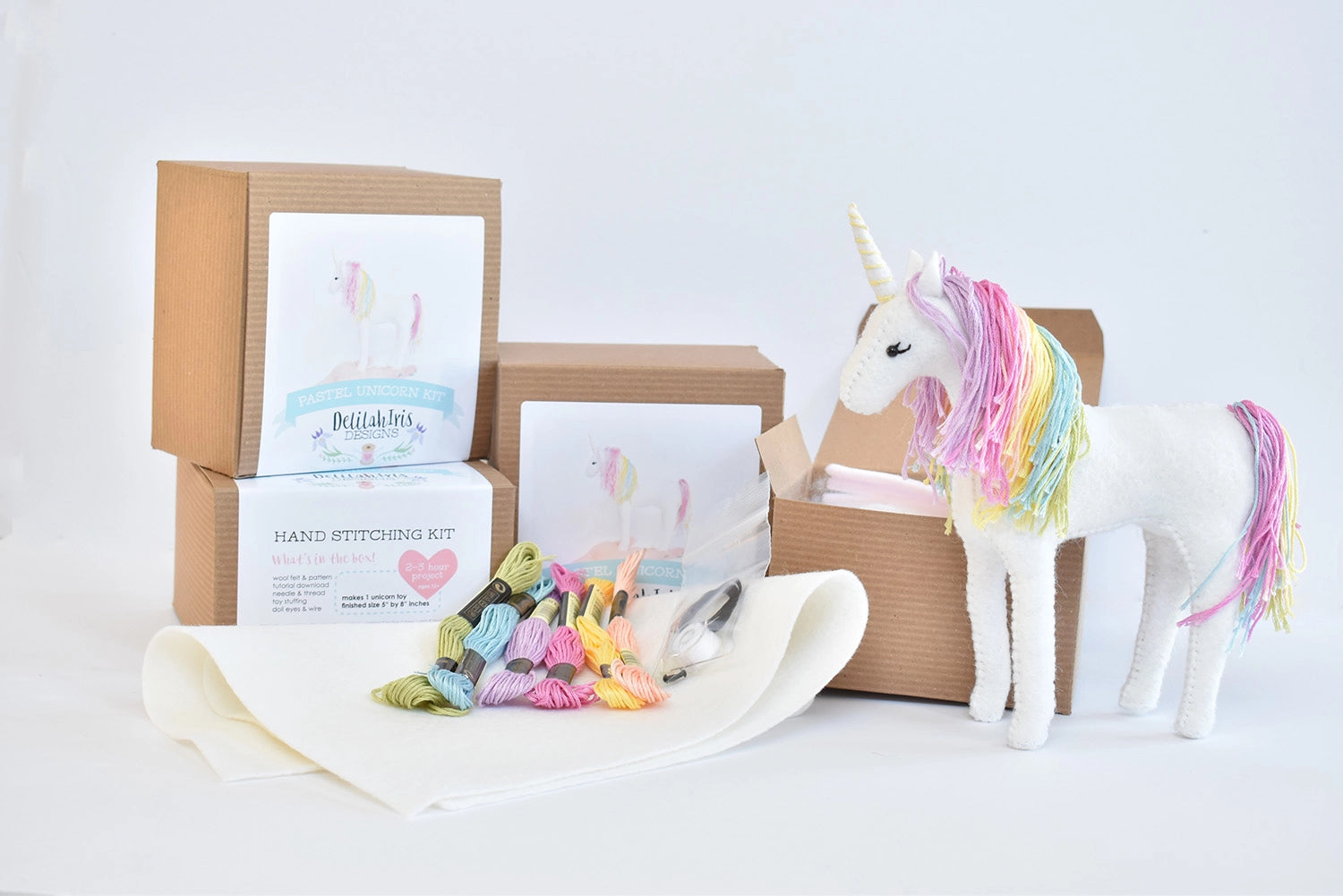 Pastel Rainbow Unicorn Sewing Kit