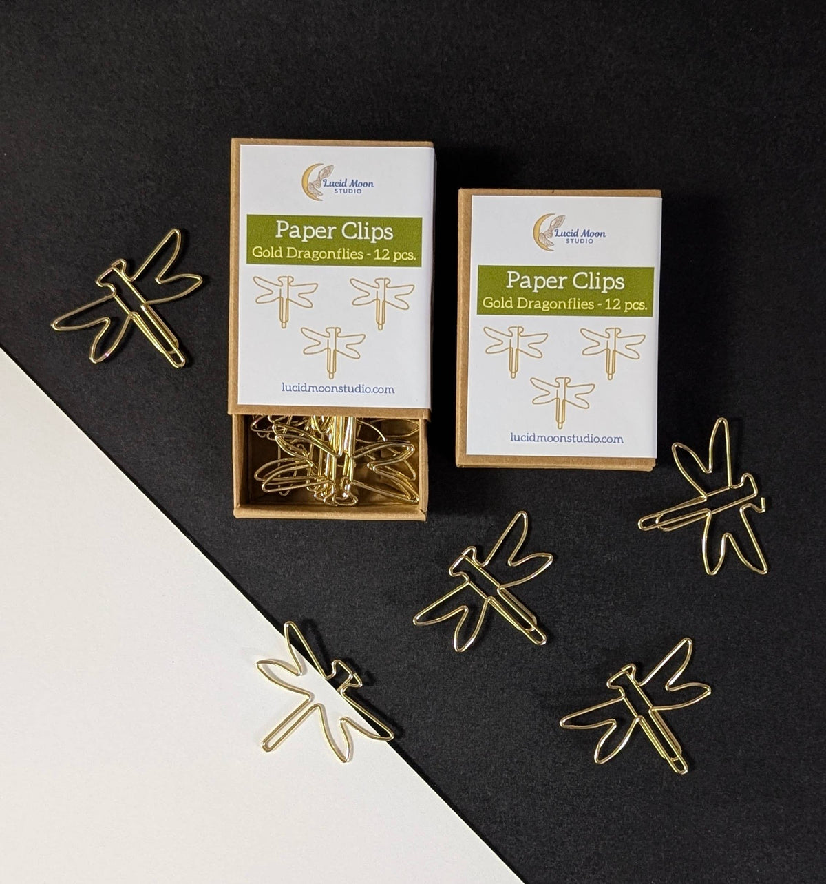Gold Dragonflies Boxed Paper Clips | Set of 12