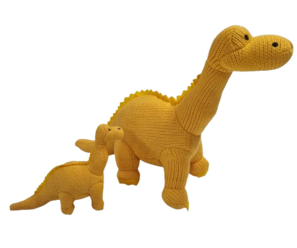 Knitted Diplodocus Dinosaur Plush Toy |  Yellow
