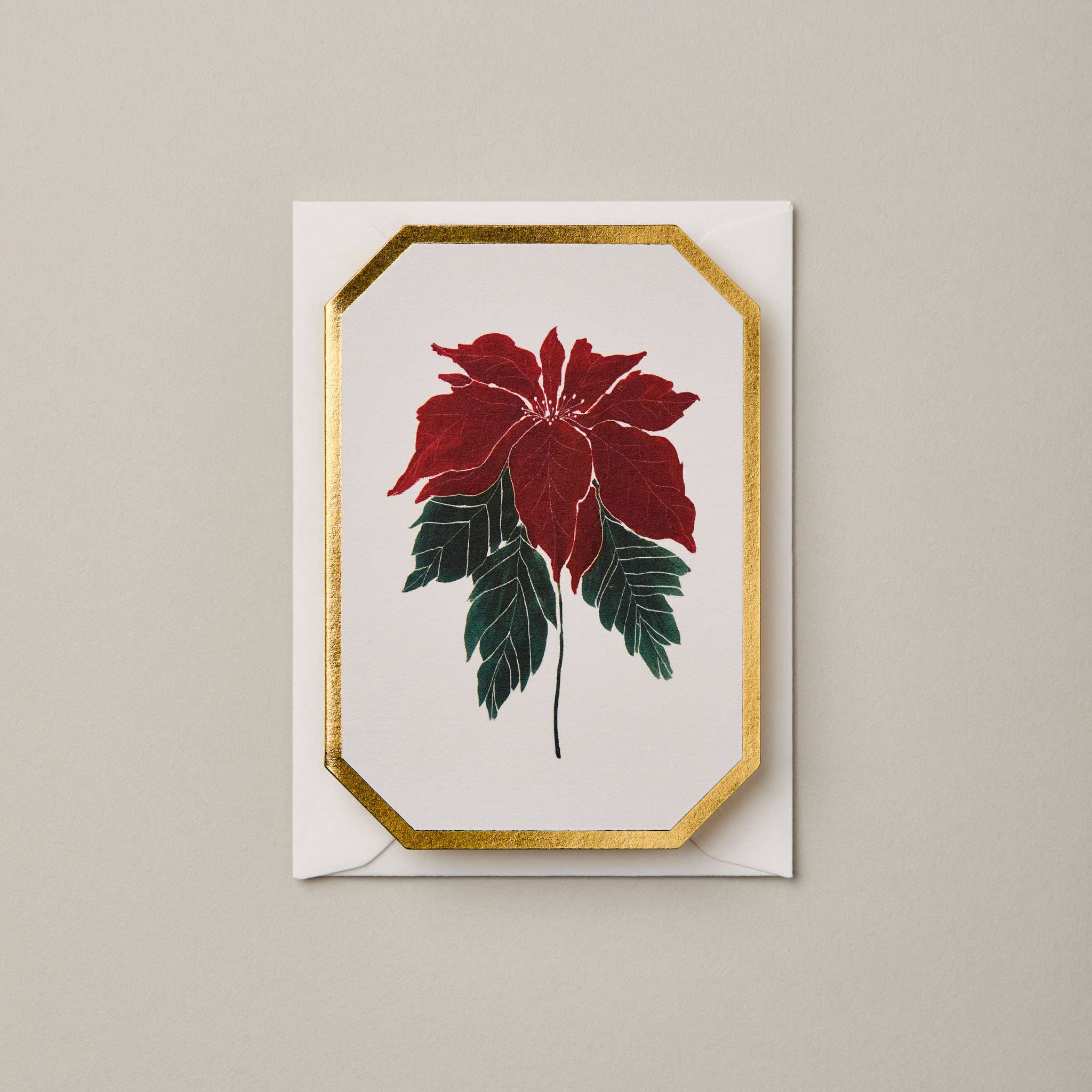 Poinsettia Botanical Die Cut Mini Card