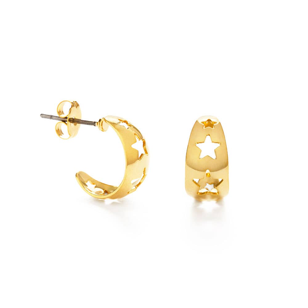 Vintage Style Star Hoop Earrings