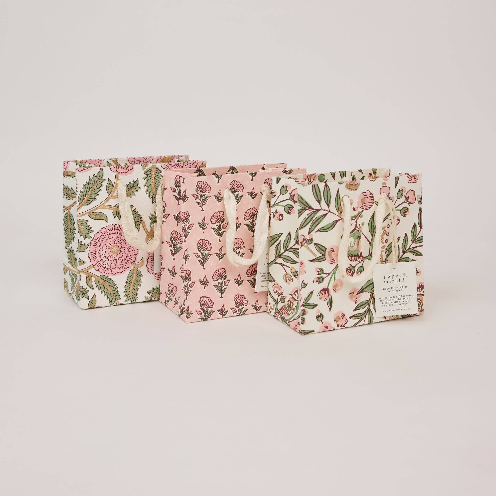 Block Printed Gift Bags (Small) - Blush Refresh