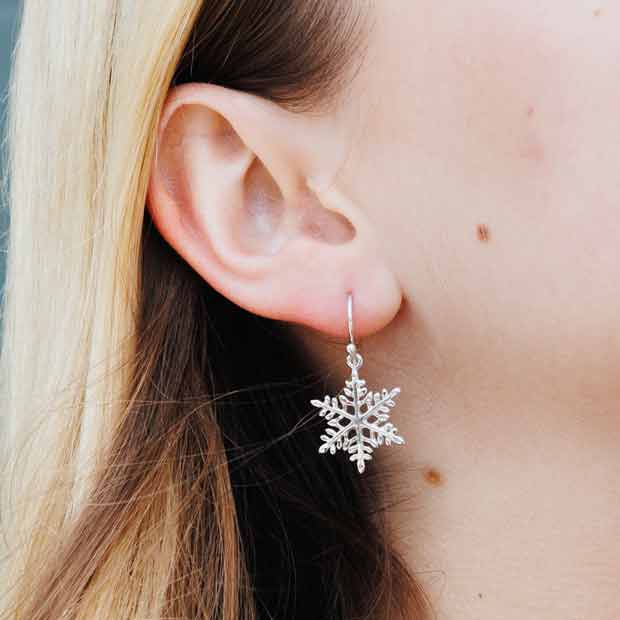 Sterling Silver Snowflake Dangle Earrings