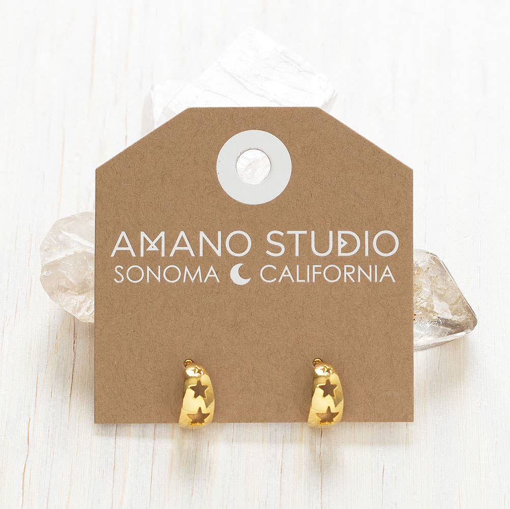 Vintage Style Star Hoop Earrings