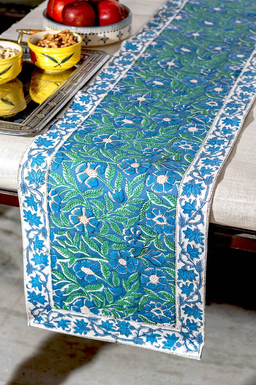 Sage & Blue Table Runner