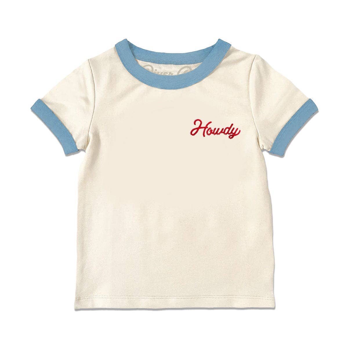 Howdy Vintage Ringer | Beige and Blue (Youth)