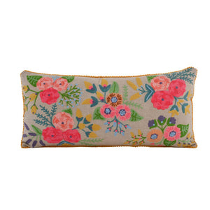 Spring Floral Chambray  Pillow14x28”