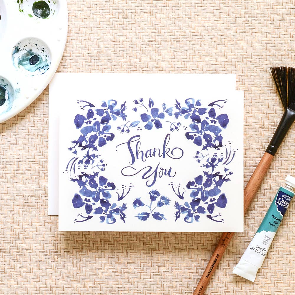 Blue Wildflower Thank You Greeting Card