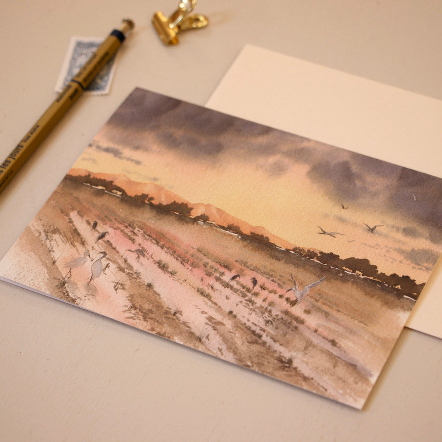 Field of Dreams | Cattle Egrets on Shalem Colony | Greeting Card