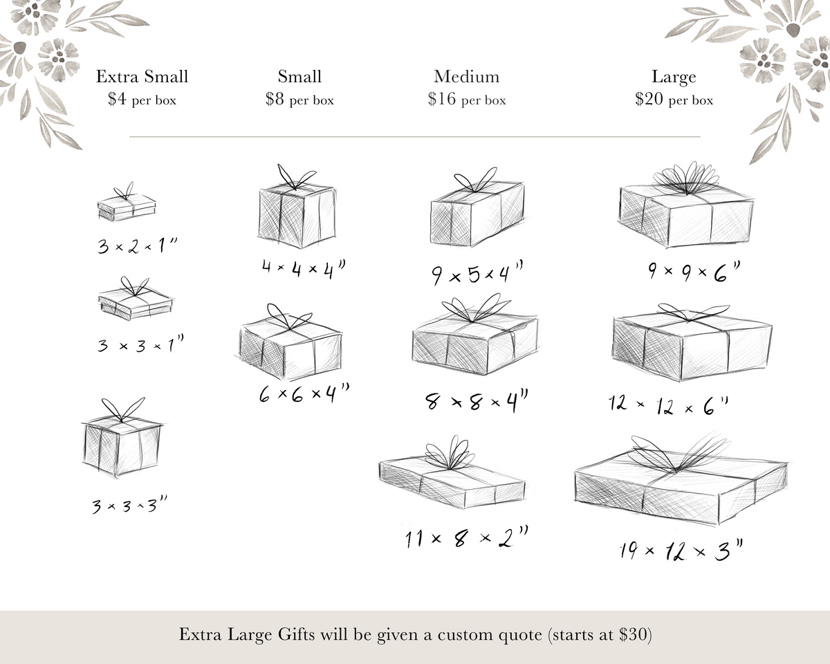 Gift box size chart