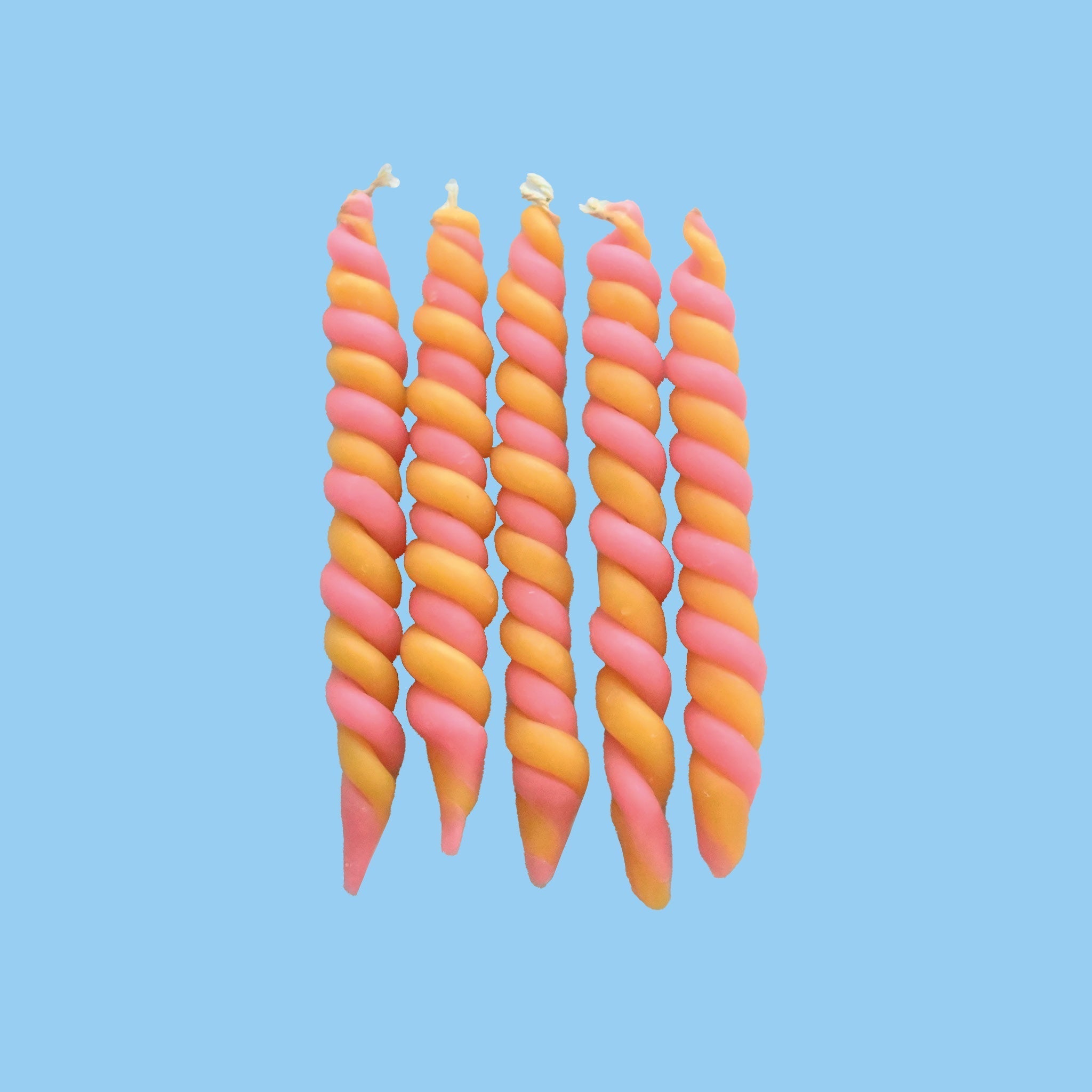 Pink & Yellow Twisted Candle Set of 5