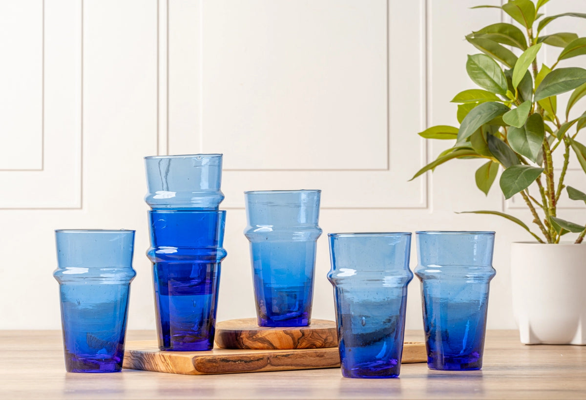 Moroccan Beldi Glassware | Blue