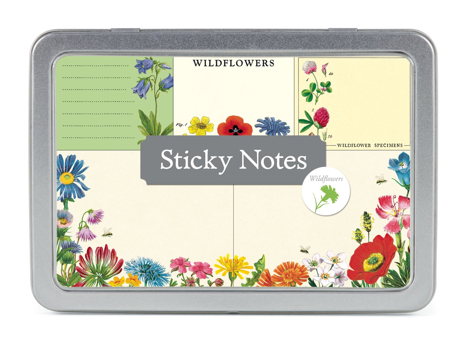 Cavallini Wildflowers Sticky Notes Tin