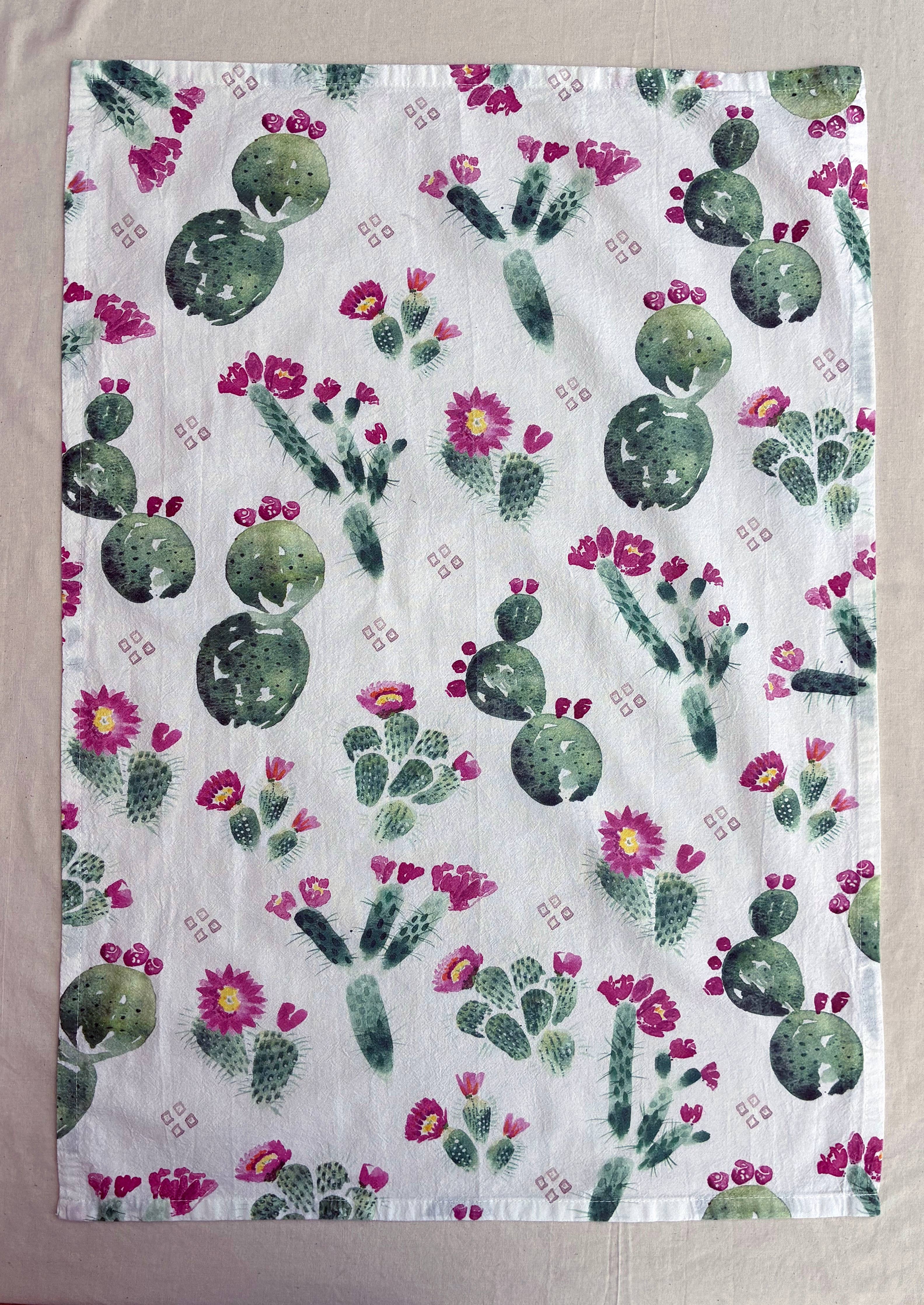 Native New Mexico Cacti Bloom Tea Towel