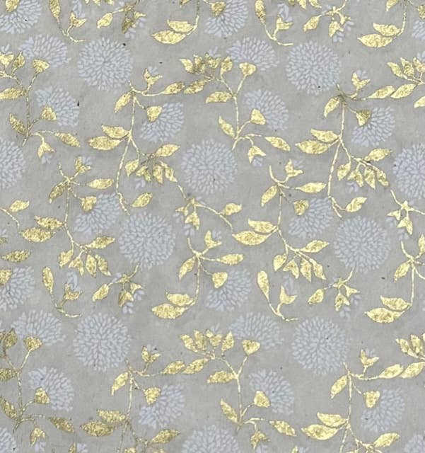 Vintage Flower & Leaf | Gold on Cream | Wrapping Paper