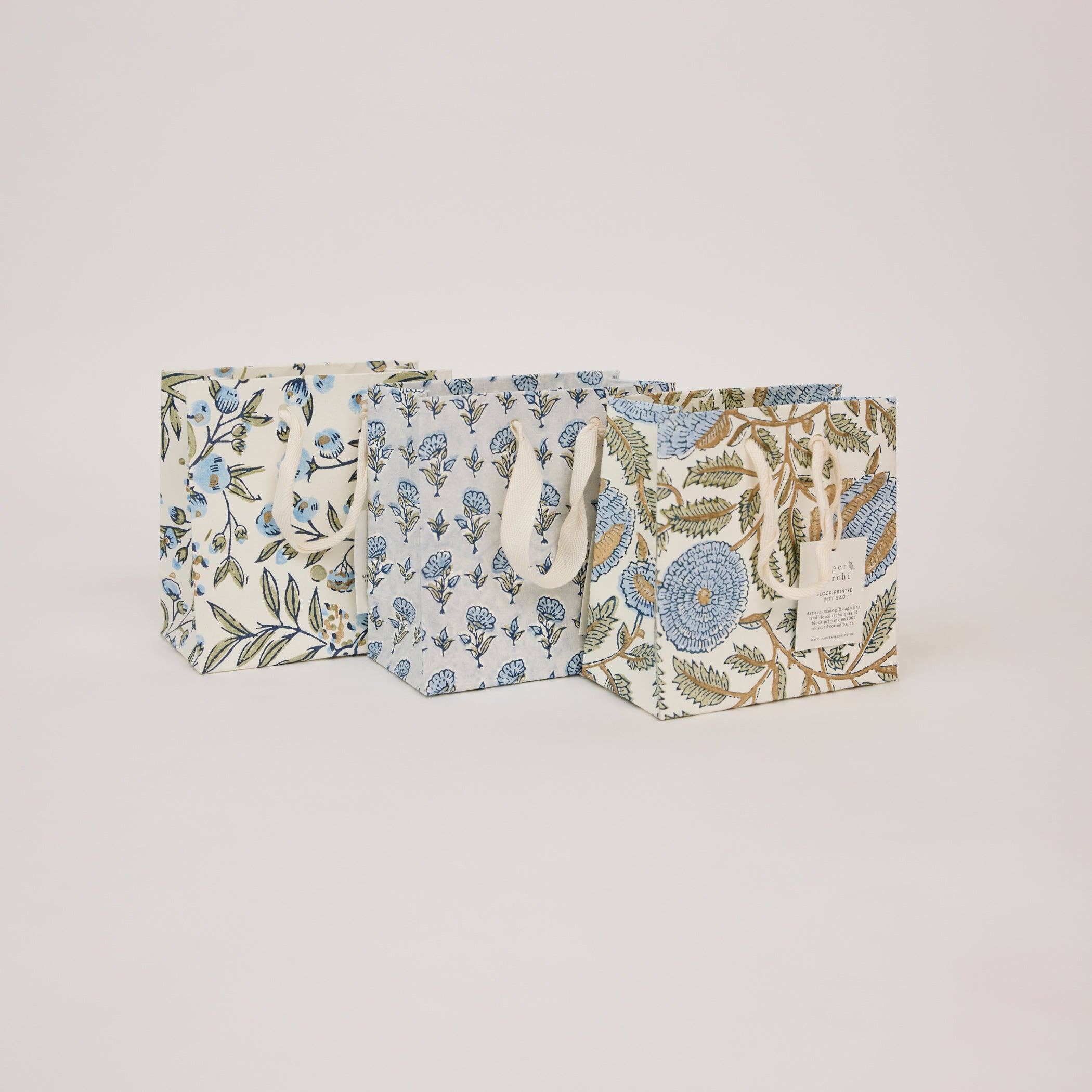 Block Printed Gift Bags (Small) - Blue Stone Refresh