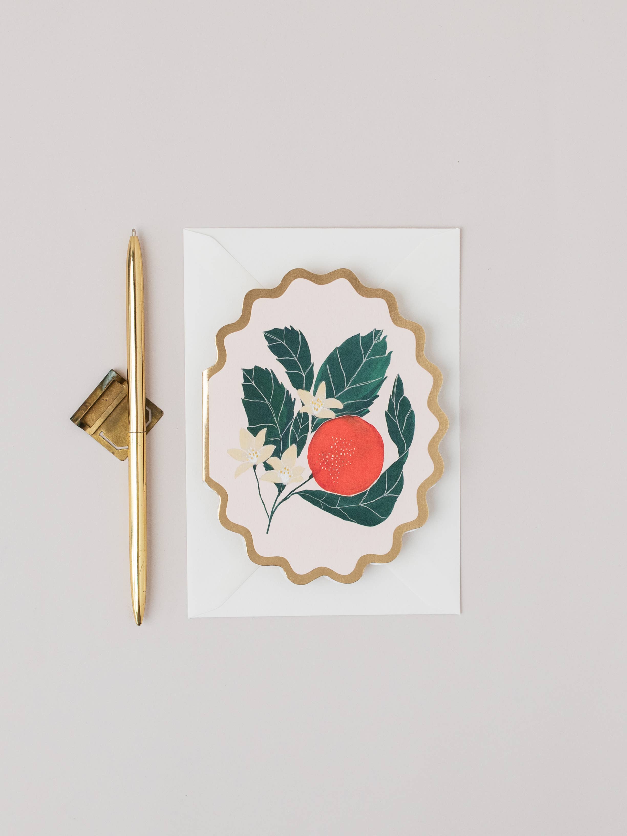 Orange Botanical Die Cut Card