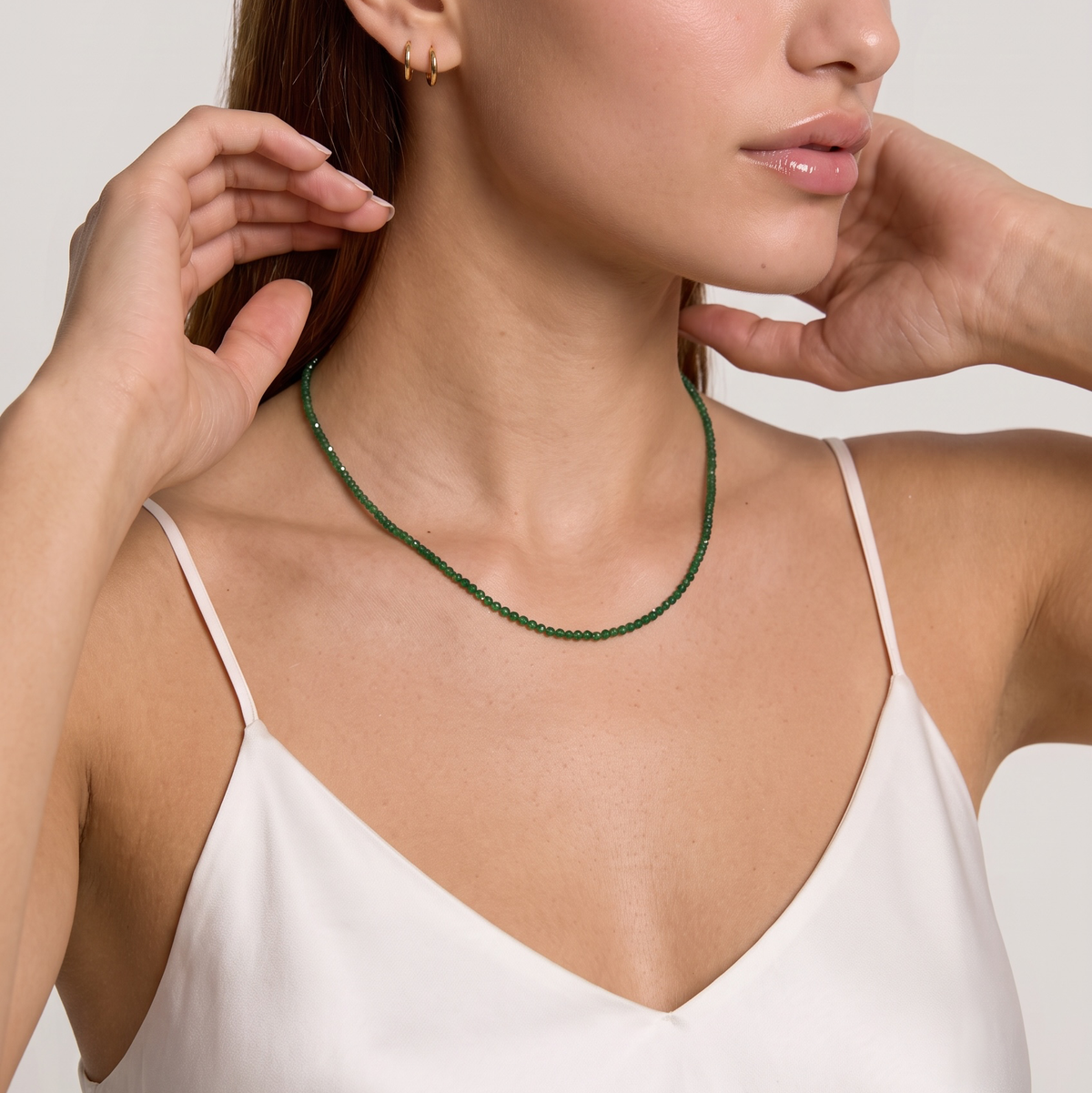Green Jade Necklace | 18k Gold Filled