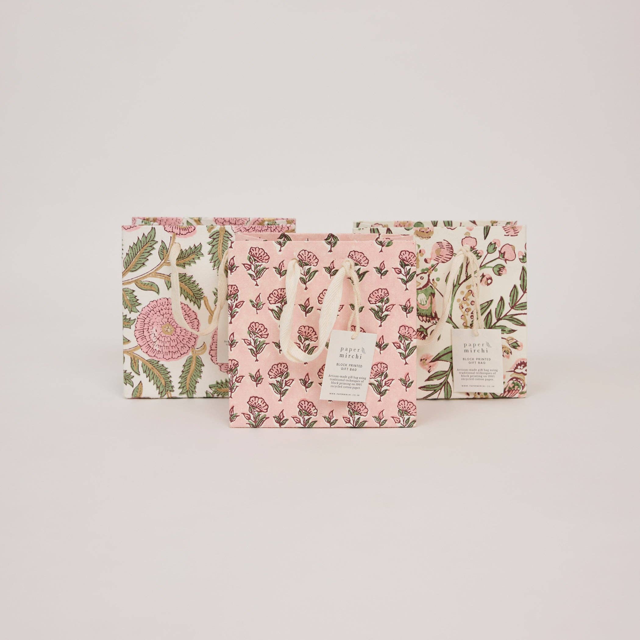 Block Printed Gift Bags (Small) - Blush Refresh