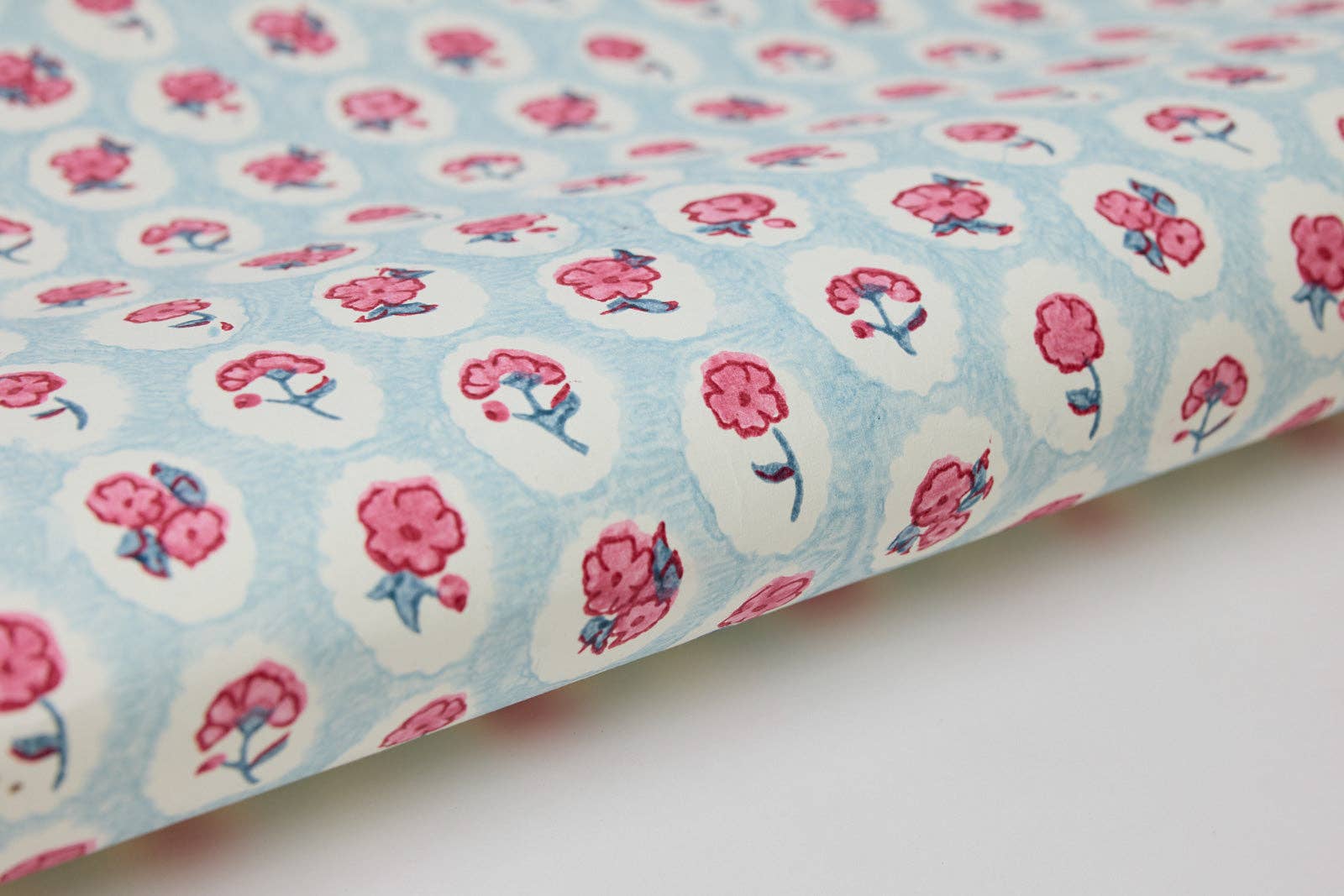 Block Printed Wrapping Paper | Scallop Tiles | Pink Sorbet