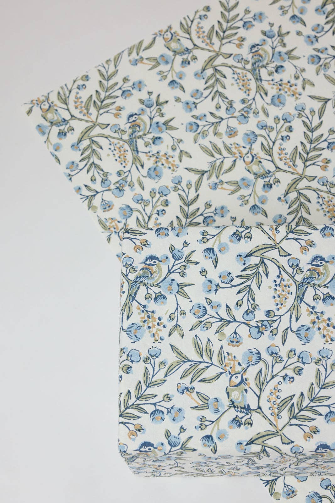 Block Printed Wrapping Paper | Song Birds | Blue Stone