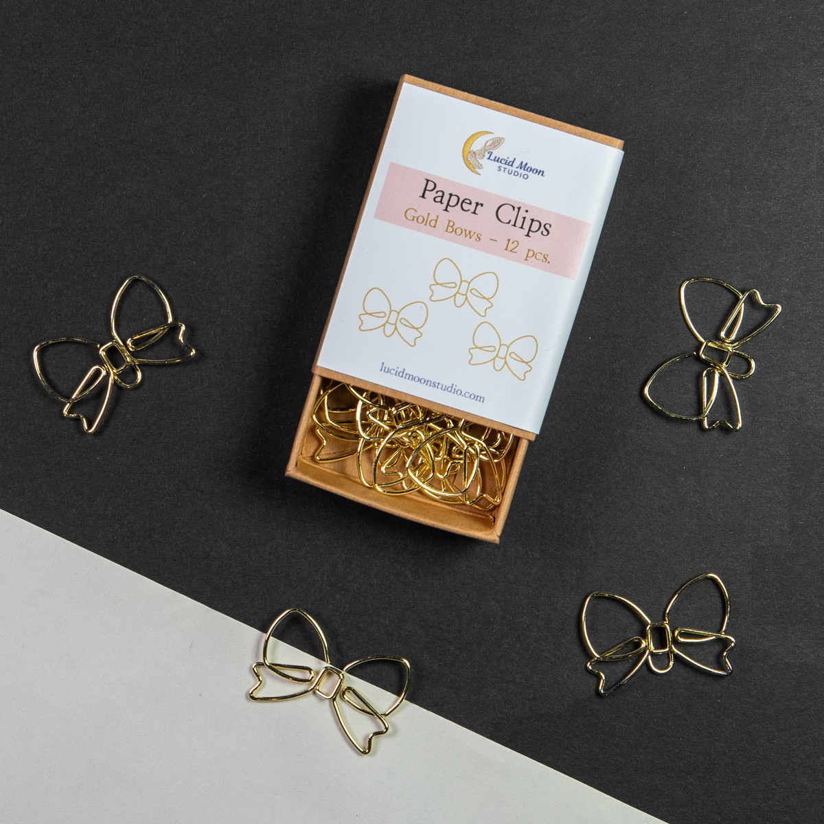 Gold Bows Boxed Paper Clips | Set of 12