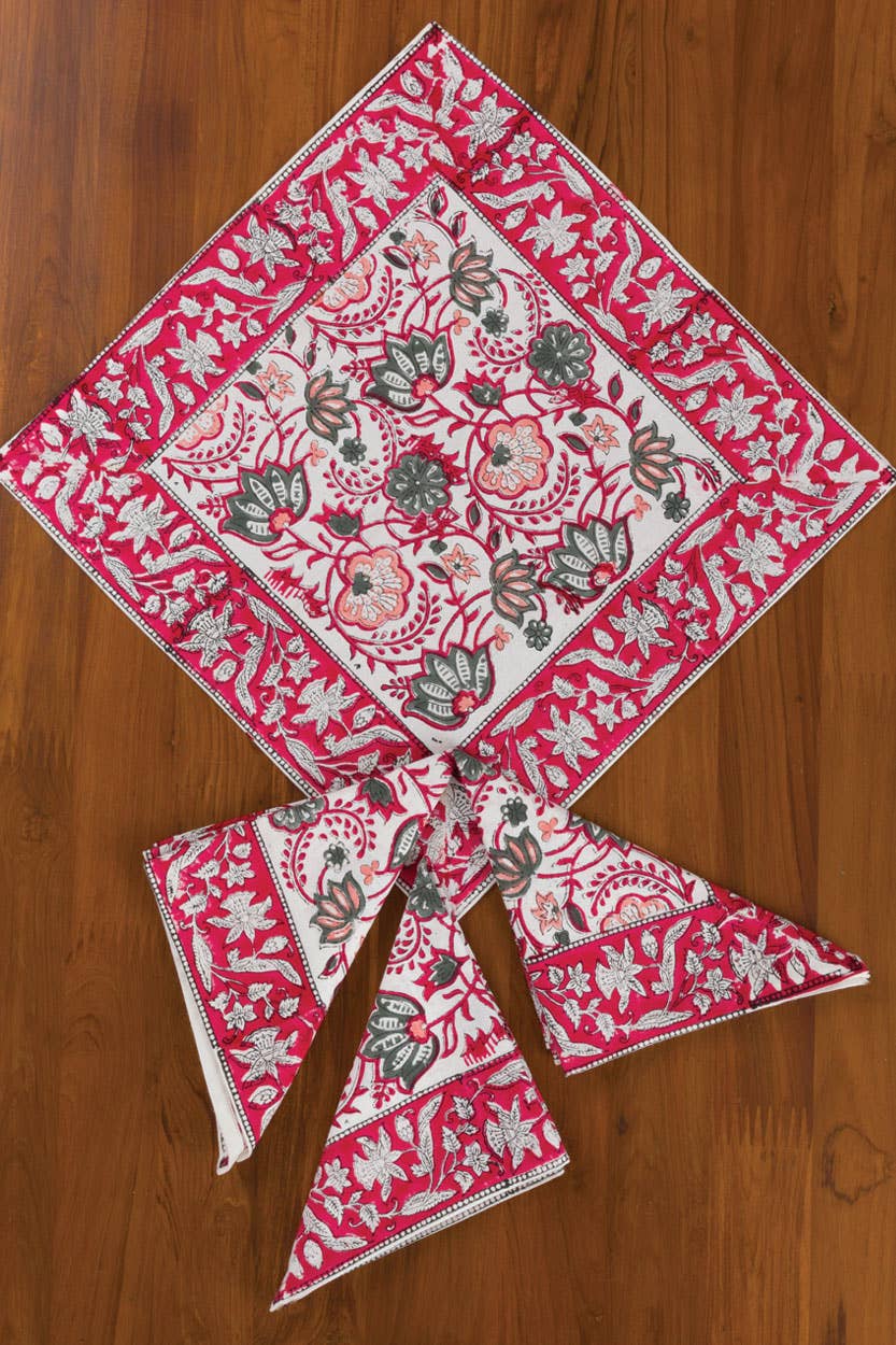 Red Floral Napkin | Set of 4