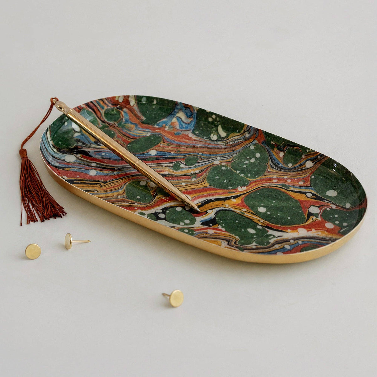 Oval Enamel Tray | The Art of Marbling