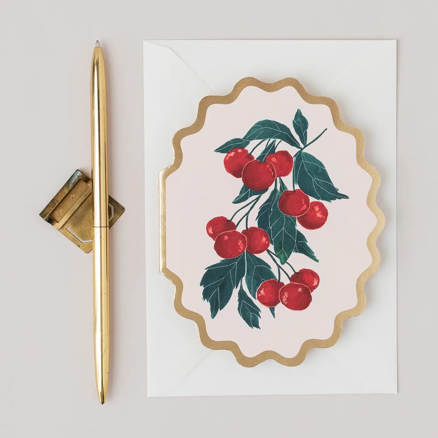 Cherry Botanical Die Cut Card