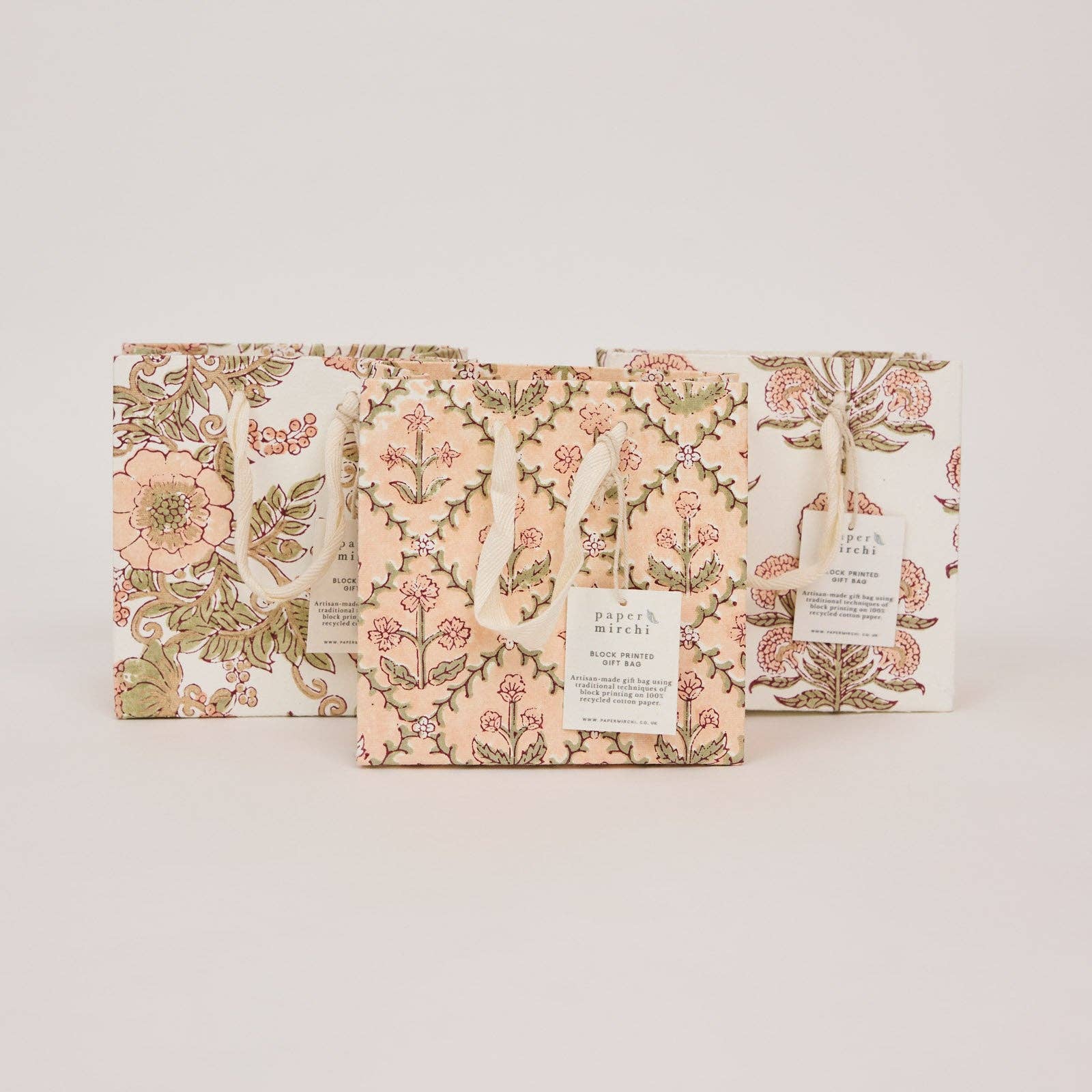 Block Printed Gift Bags (Small) - Terracotta