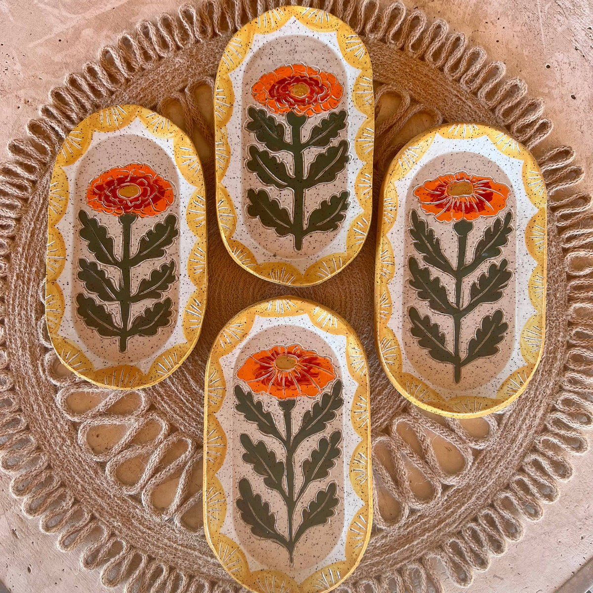 Goldies | Marigold Sgraffito Trinket Dish