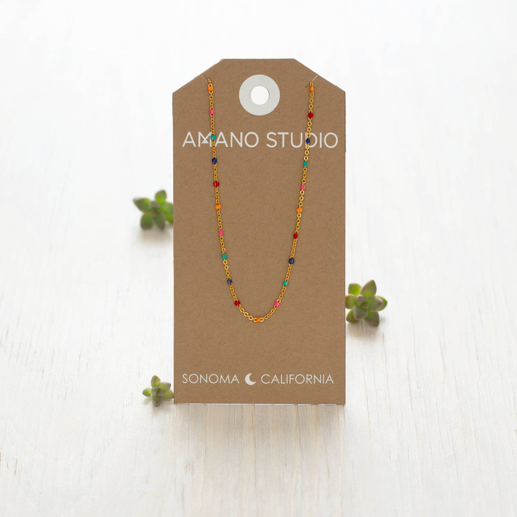 Colorful Enamel Chain Necklace – MEW + COMPANY
