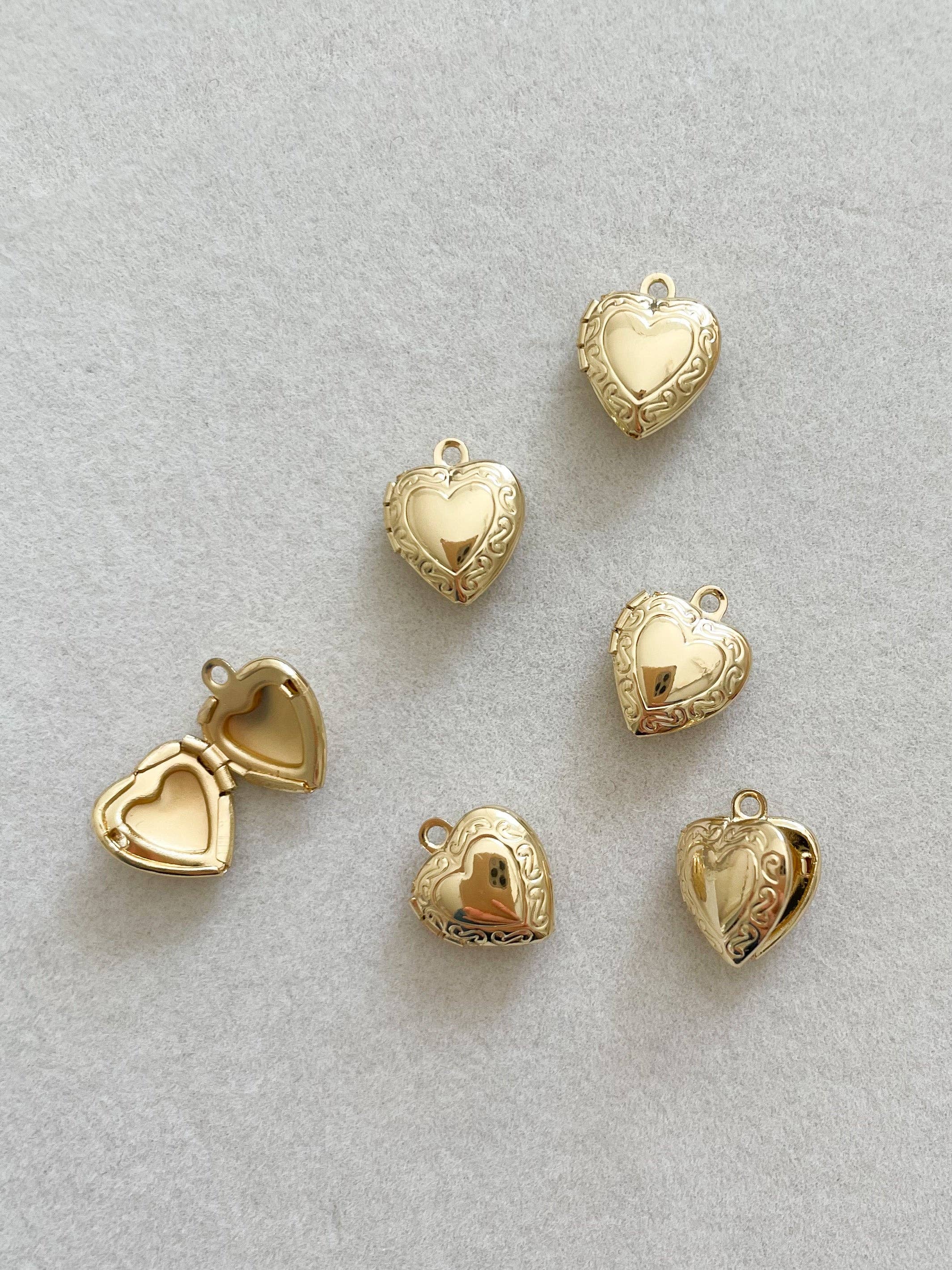 Gold Heart Locket Charm