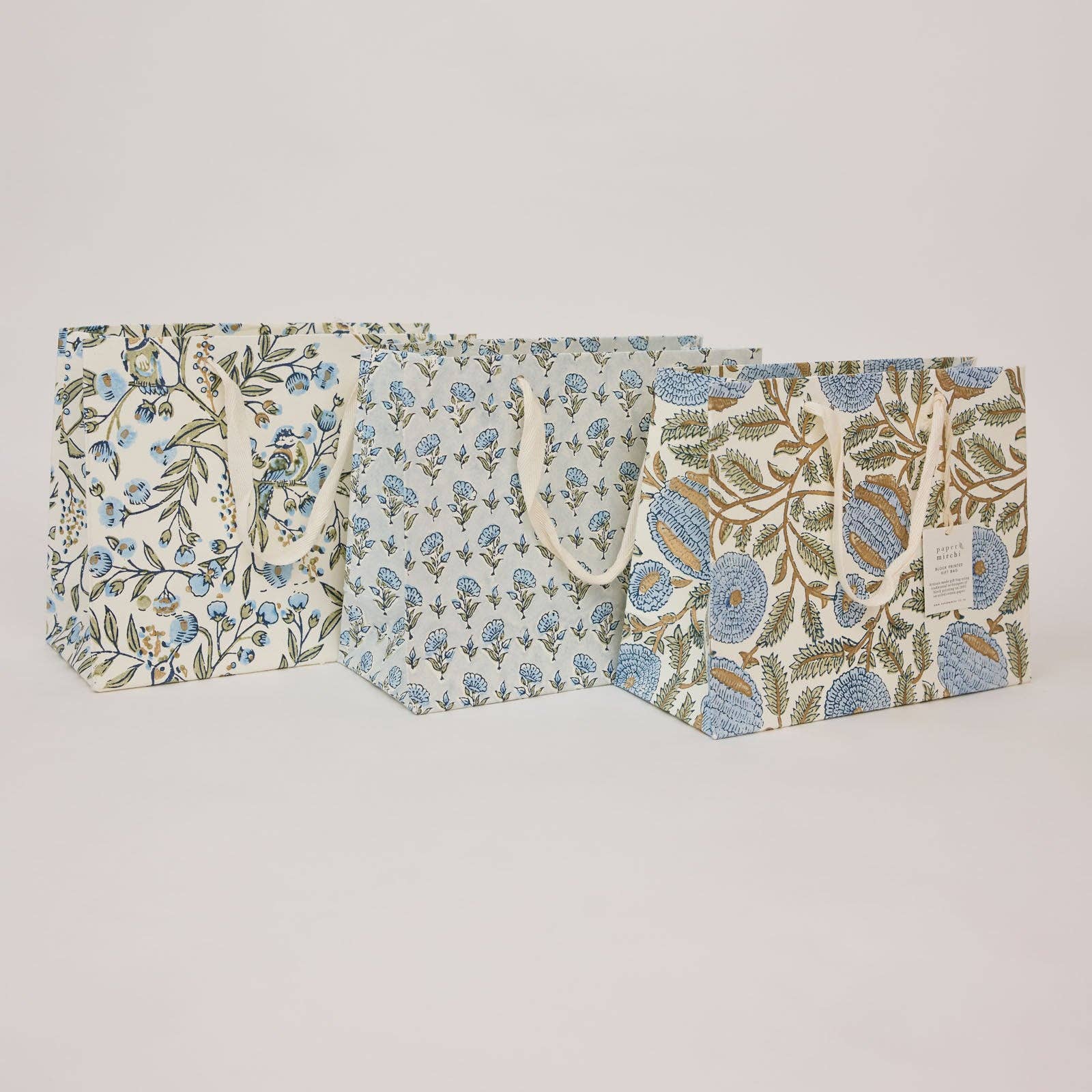 Block Printed Gift Bags (Medium) - Blue Stone Refresh