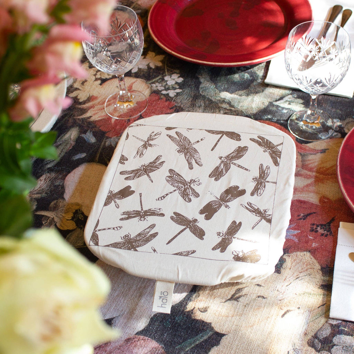 Halo Dish and Casserole Cover | Square | Dragonfly Print