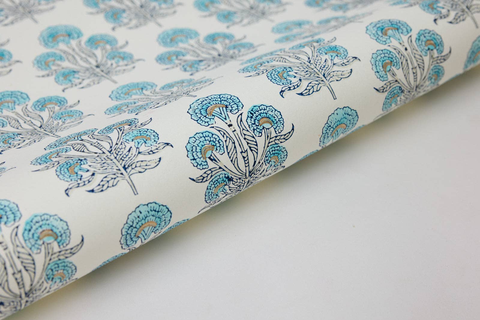 Block Printed Wrapping Paper | Aurora | Blue Opal