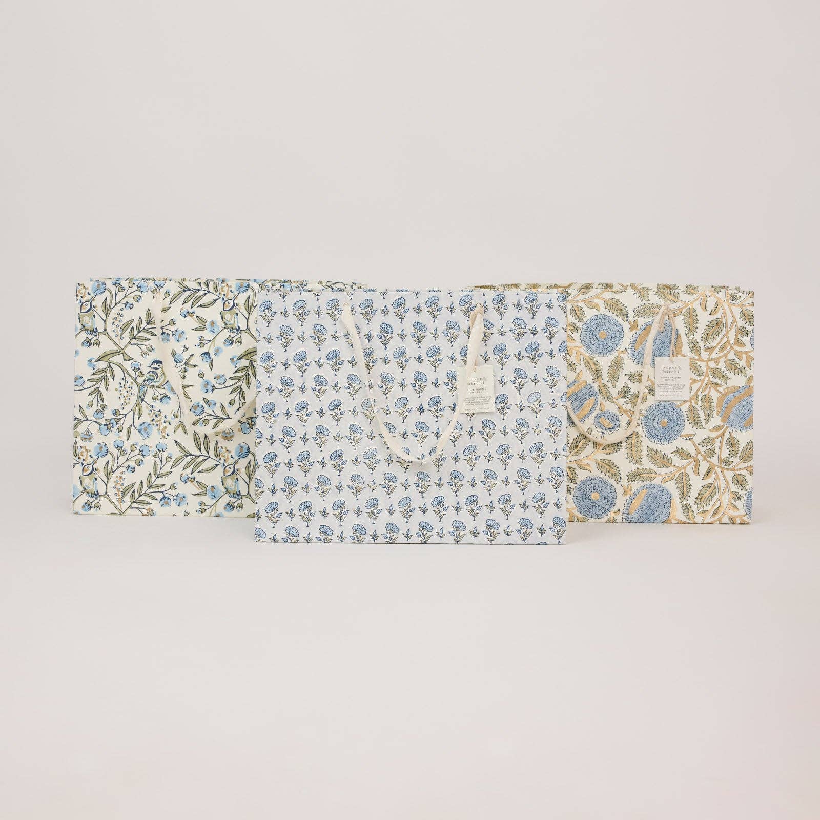 Block Printed Gift Bags (Large) - Blue Stone Refresh