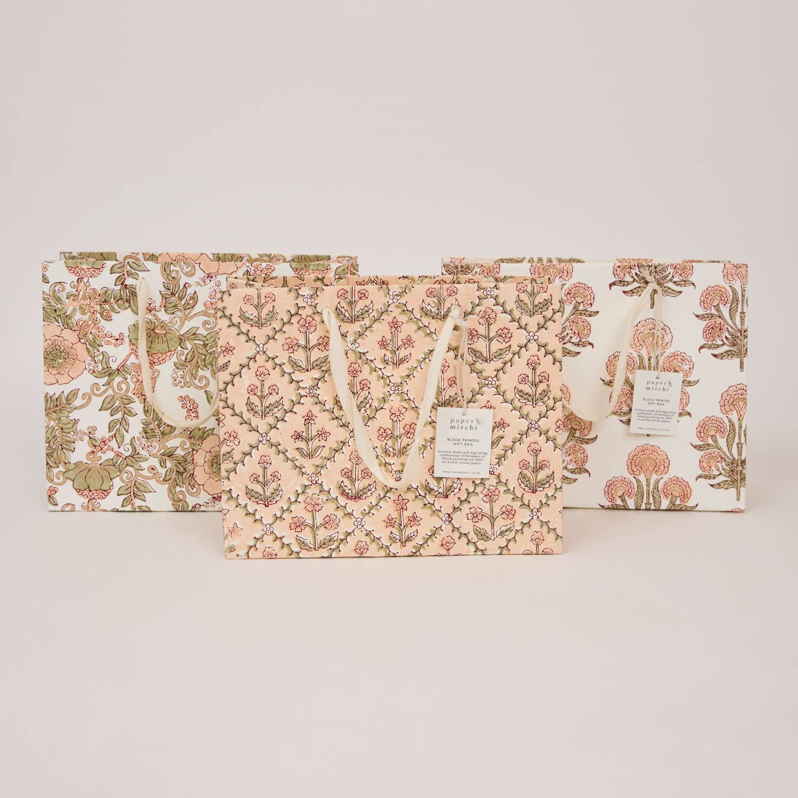 Block Printed Gift Bags (Medium) - Terracotta