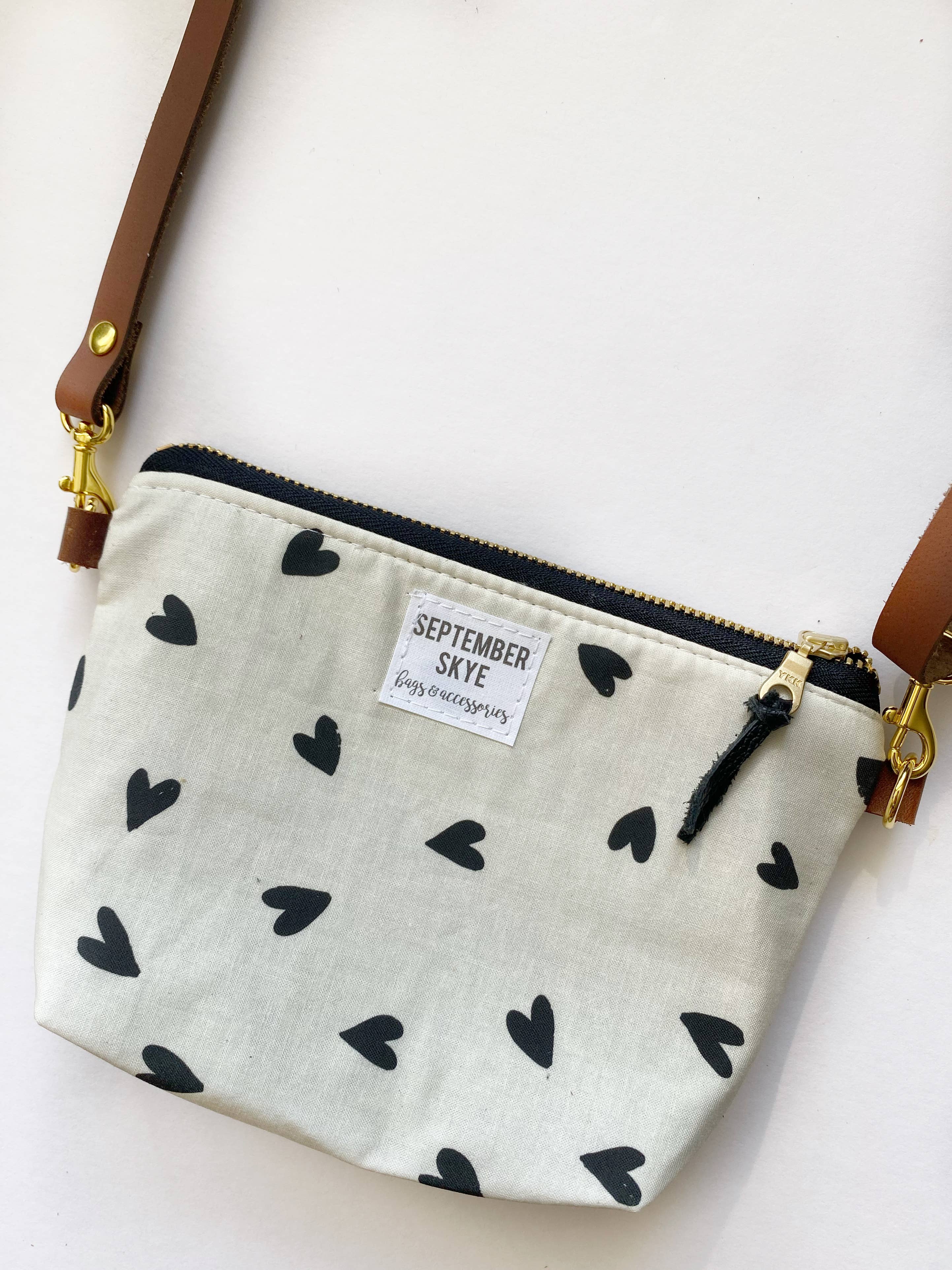 Little girl purse in black and white hearts