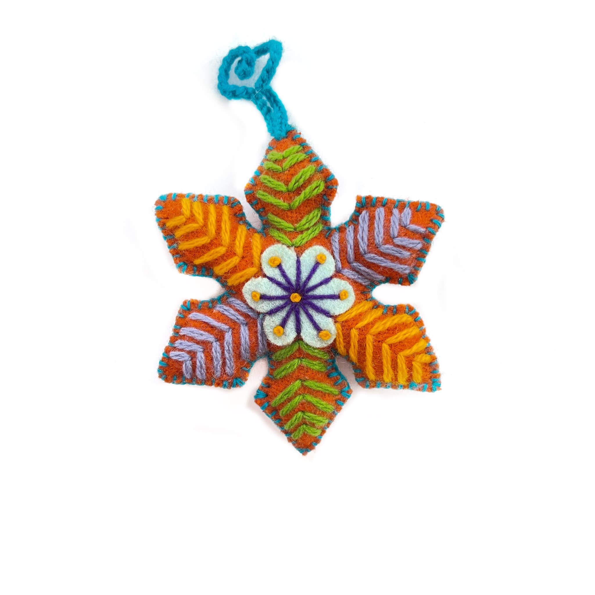 Colorful Pointed Embroidered Snowflake Ornament
