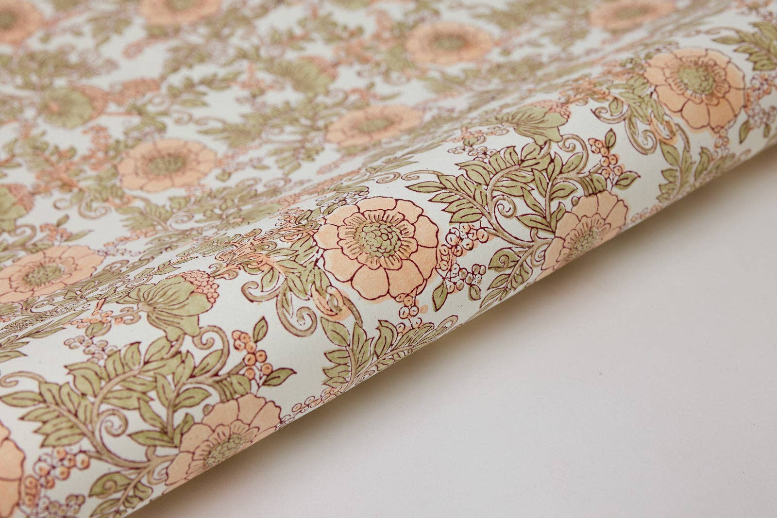 Block Printed Wrapping Paper | Wild Rose | Terracotta