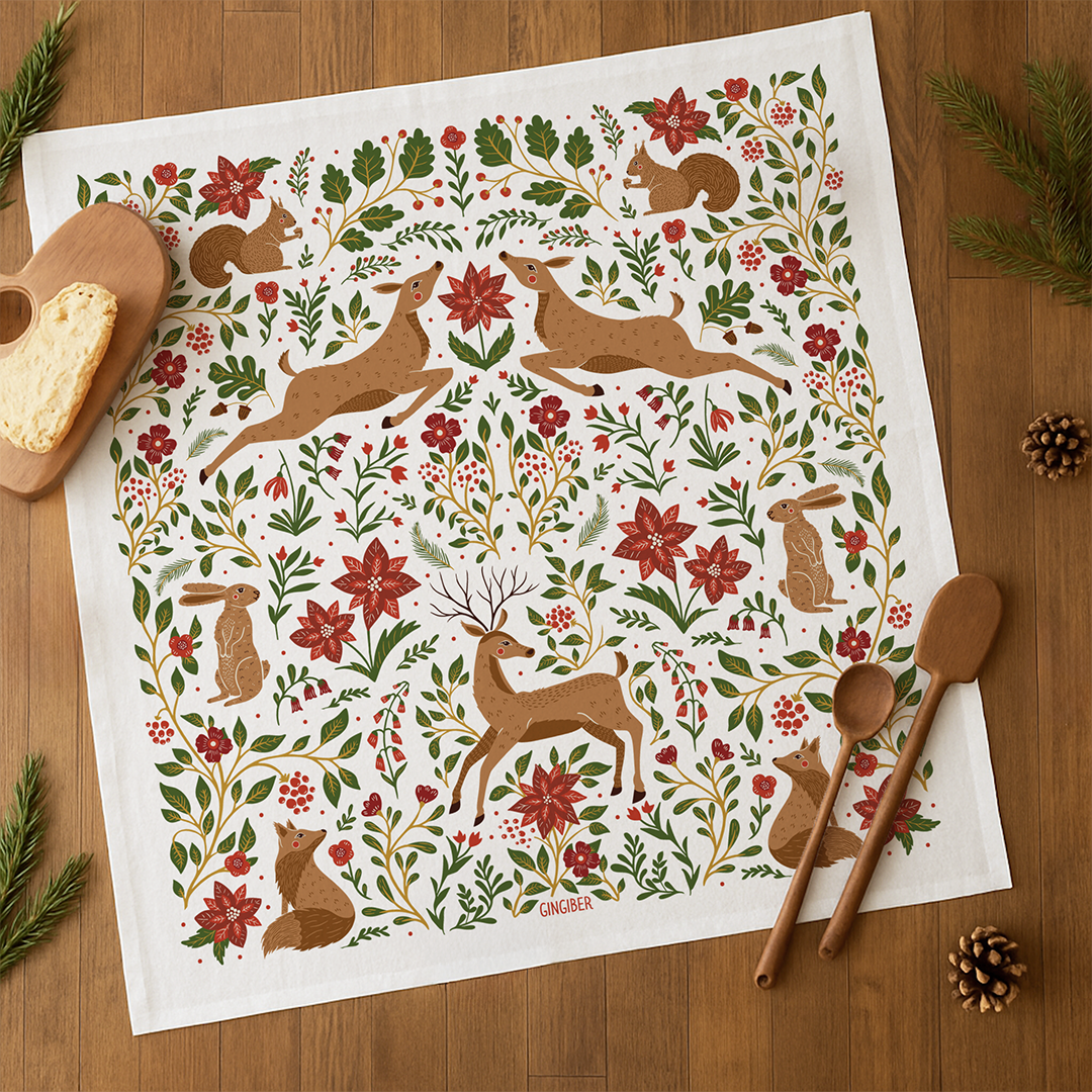 Christmas Forest Tea Towel