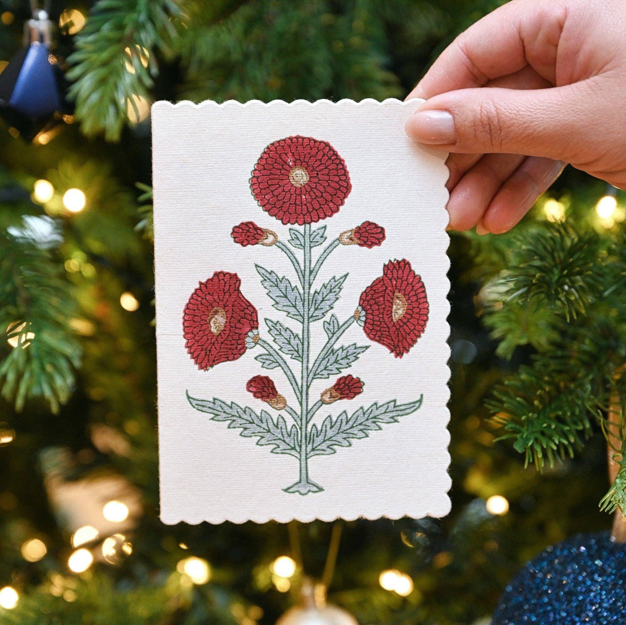 Hand Block Printed Greeting Card - Genda Sage