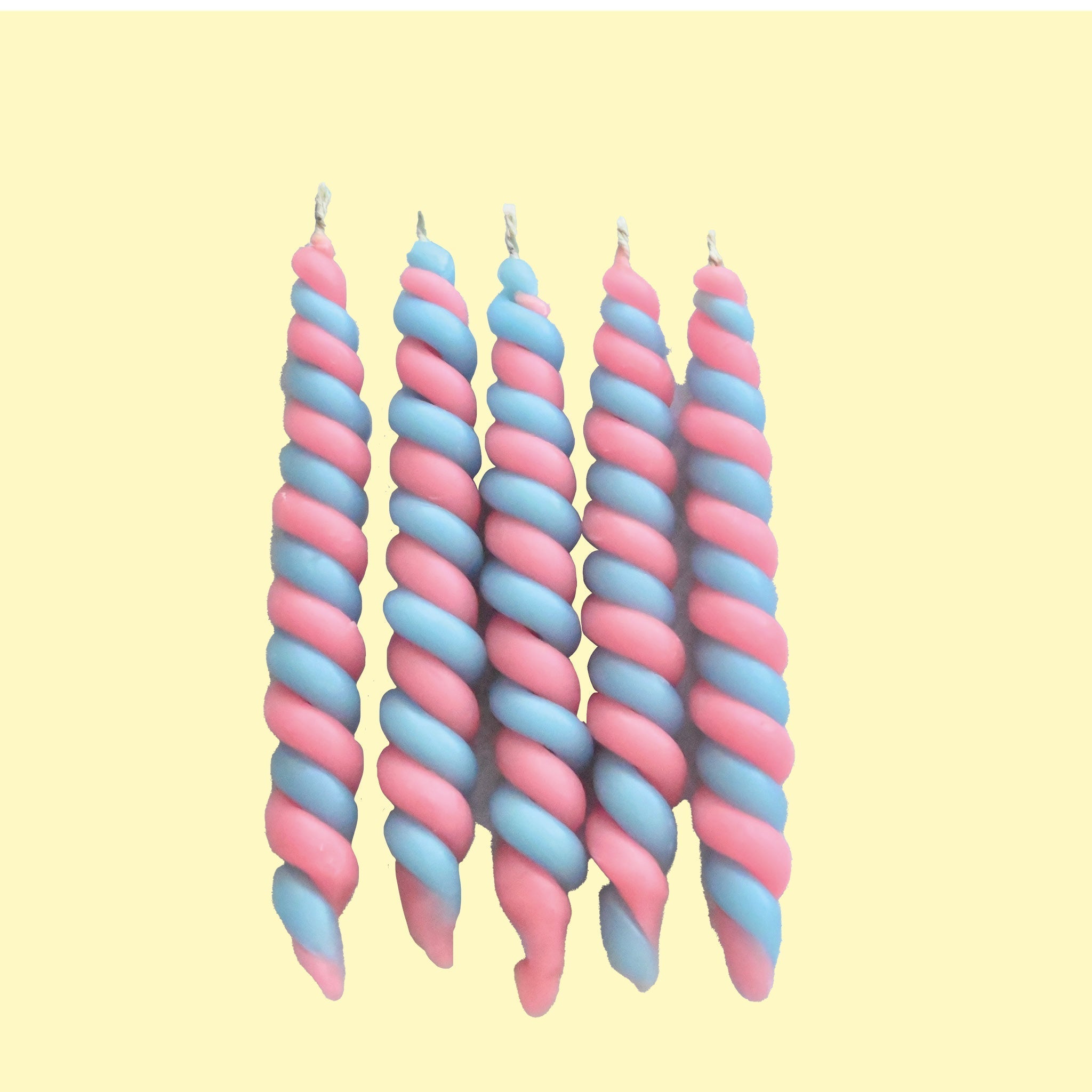 Pink & Blue Twisted Beeswax Candle Set of 5