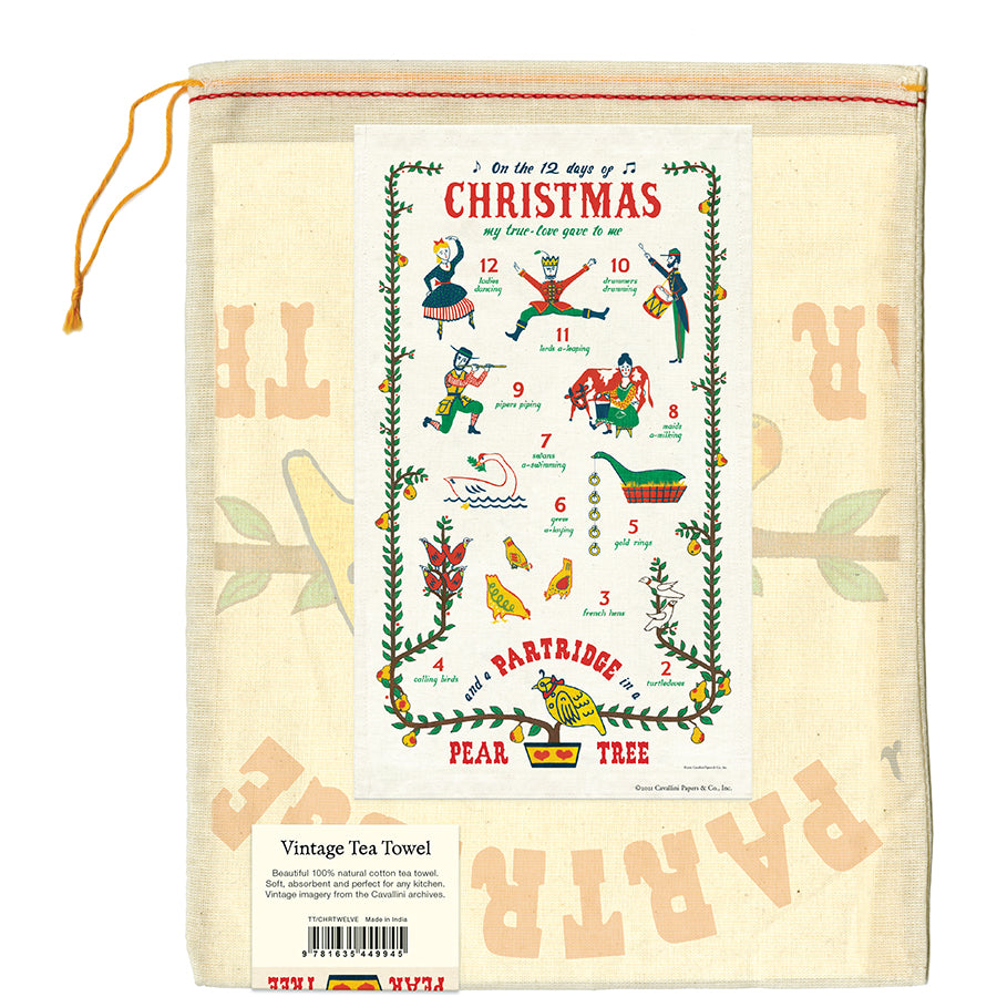 Twelve Days Of Christmas Tea Towel
