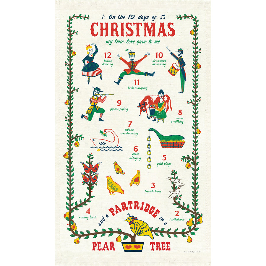 Twelve Days Of Christmas Tea Towel